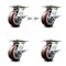 Service Caster 5 Inch Polyurethane Caster Set with Roller Bearing 4 Brake and 2 Swivel Lock SCC SCC-35S520-PPUR-SLB-BSL-2-SLB-2 - alternate 1